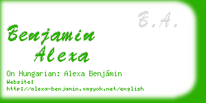 benjamin alexa business card